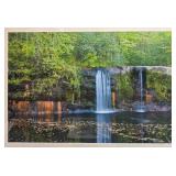 Framed Waterfall Landscape Art Print with Double Mat