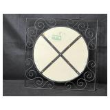 Decorative Metal Wall Plaque with Ornate Floral Medallion and Display Stand