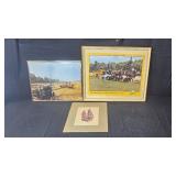 Lot of Framed Farm and Floral Prints UFA Advertising and Lilacs Art