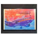 Paul Melia Signed US Air Aviation Framed Artwork 24x36