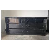 Black 6-Drawer MCM Dresser with Modern Gloss Finish