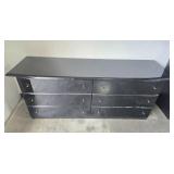Black 6-Drawer MCM Dresser with Modern Gloss Finish