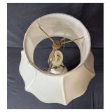 1930s Porcelain Table Lamp with Floral Motif and Shade