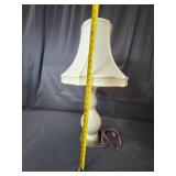 1930s Porcelain Table Lamp with Floral Motif and Shade