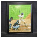 Framed Baseball Artwork and Black-and-White Photo, 23x19 Inches