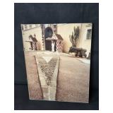 VTG Framed Photograph of Palace Guards with Cannon 14x11 Inch
