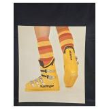 Vintage Kastinger Yellow Ski Boots with Striped Socks Poster