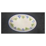 Set of 4 Giovanni Vietri Hand Painted Oval Ceramic Bowls with Grape Vine Design