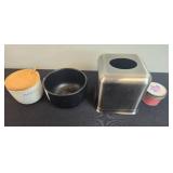 Home Decor Collection with Honey Jar, Bowl, Metal Tissue Holder, and Swan Creek Candle