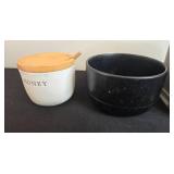Home Decor Collection with Honey Jar, Bowl, Metal Tissue Holder, and Swan Creek Candle