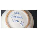 Hand Painted Ceramic Garlic Holder by Giovanni Vietri with Grape Vine Design