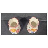 Pair of Giovanni Vietri Ceramic Chicken Rooster Pitchers 4.5in