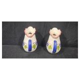 Pair of Giovanni Vietri Ceramic Chicken Rooster Pitchers 4.5in