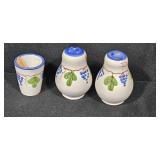 Giovanni Vietri Italian Pottery Salt, Pepper, and Toothpick Holder Set