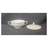 Noritake Sherwin Fine China Covered Sugar Bowl and Creamer Set