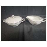 Noritake China Bessie 5788 Sugar Bowl with Lid and Creamer Set