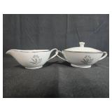 Noritake China Bessie 5788 Sugar Bowl with Lid and Creamer Set
