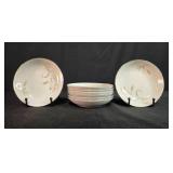 Set of 8 World Wide Harvest Wheat Dessert Plates Made in Japan - 1 w minor chip - stands not inc