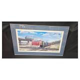 Steel Dawn Framed Train Artwork 23x38 Inches
