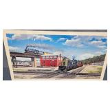 Steel Dawn Framed Train Artwork 23x38 Inches