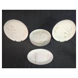Set of 8 Platinum Wheat Fine China Plates Made in Japan Plus Oval Serving Plate - display not inc
