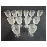 Set of Vintage Depression Pressed Glass Goblets with Floral Pattern - "Iris"