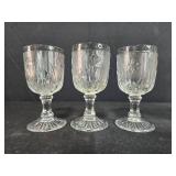 Set of Vintage Depression Pressed Glass Goblets with Floral Pattern - "Iris"