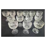 Set of Vintage Depression Pressed Glass Cordial Goblets - "Iris"