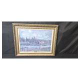 Claude Monet View of Vetheuil 1880 Framed Art Print 25x31 Inches