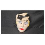 Set of 3 Art Deco Style Ceramic Wall Masks with Embellishments