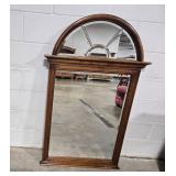Arched Wood Framed Wall Mirror 50x31 Inches