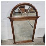 Arched Wood Framed Wall Mirror 50x31 Inches