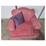 Plum Colored Oversized Plush Armchair with Decorative Pillow