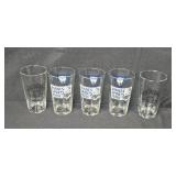 Set of Logo Pint Timberwolves Glasses, Wood Lazy Susan, and VTG Ceramic Measuring Jug