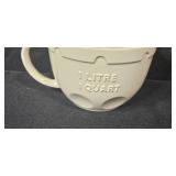 Set of Logo Pint Timberwolves Glasses, Wood Lazy Susan, and VTG Ceramic Measuring Jug