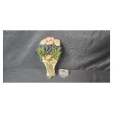 Decorative Home Decor Lot with Framed Mirror, Faux Floral Arrangement, Heart Box, and Hanging Organizer