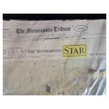 Vintage Minneapolis Tribune Newspapers and Firefighter Photo Print