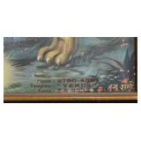 Collection of 2 Framed Hindu Art Prints by T. Sardar and Shaoxing Figurine