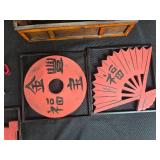 Asian-Inspired Wall Mirror with Wooden Decorative Ornaments