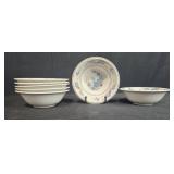Set of 7 Nikko Verstone BleuFleur 6.5" Soup Bowls Japan Blue Floral - display not inc