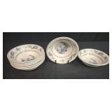 Set of 7 Nikko Verstone BleuFleur 6.5" Soup Bowls Japan Blue Floral - display not inc