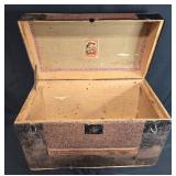Antique Steamer Trunk with Victorian Girl Sticker, 1900s