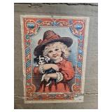 Antique Steamer Trunk with Victorian Girl Sticker, 1900s
