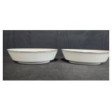 Pair of Noritake Cynthia 6666 Oval Serving Bowls with Floral Pattern
