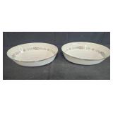 Pair of Noritake Cynthia 6666 Oval Serving Bowls with Floral Pattern