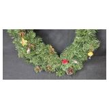 Artificial Holiday Wreath with Hallmark Miniature Ornaments and Pinecone Accents