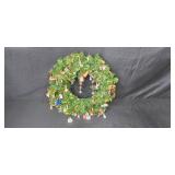 Holiday Wreath Decorated with Hallmark Miniature Ornaments