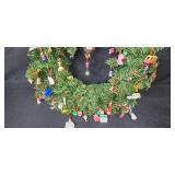 Holiday Wreath Decorated with Hallmark Miniature Ornaments