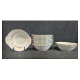 Set of 12 Noritake Cynthia 6666 Japan Floral Rimmed Vegetable Bowls - display not inc
