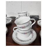 Noritake Cynthia 6666 Japan Set of 12 Tea Cups and Saucers Floral Pattern